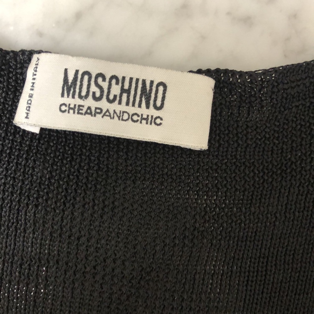 MOSCHINO Embroidered Black Tank Top Size 6 - Picture 9 of 15